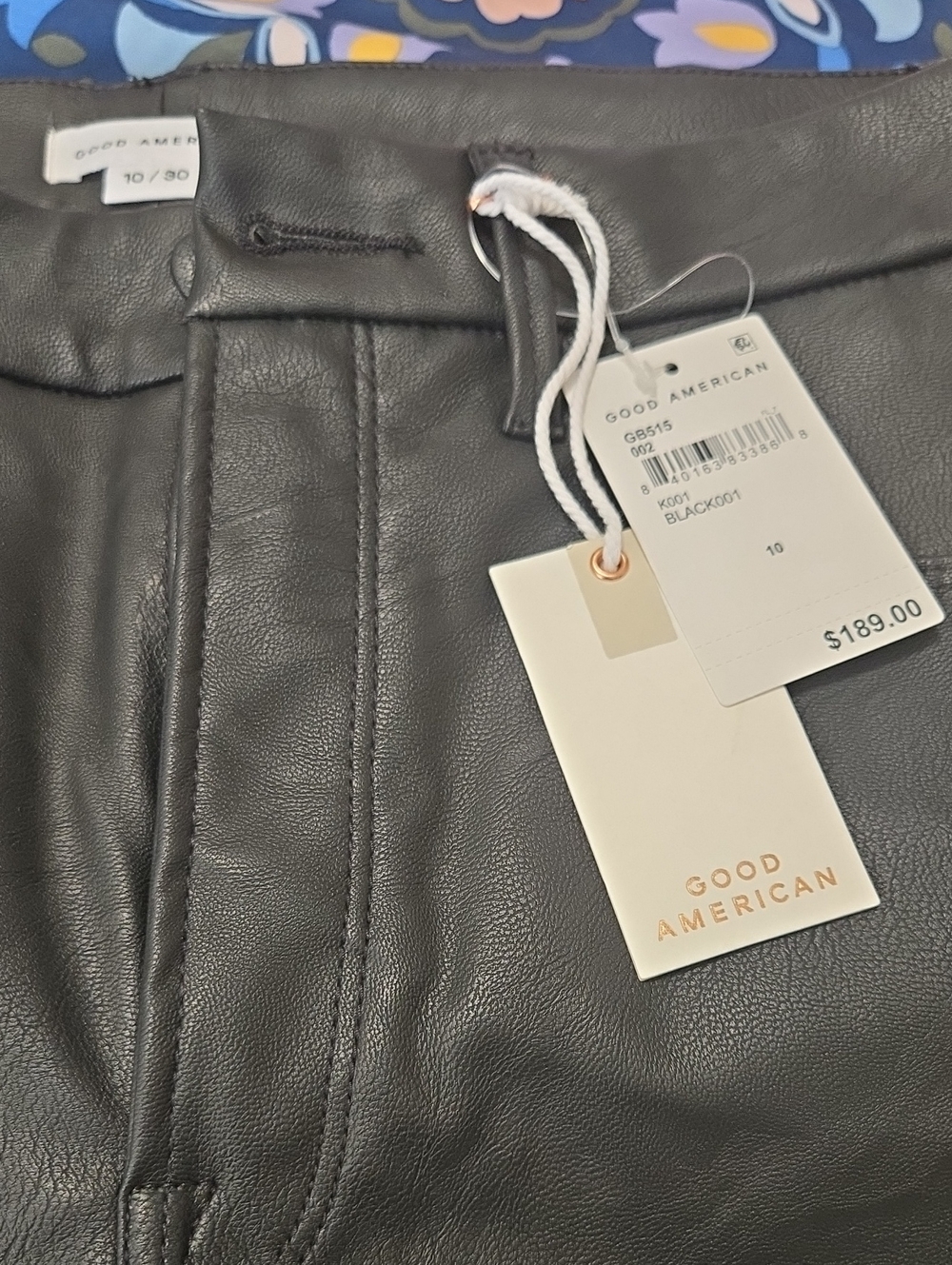 Good American Black Leather Pants Size 10